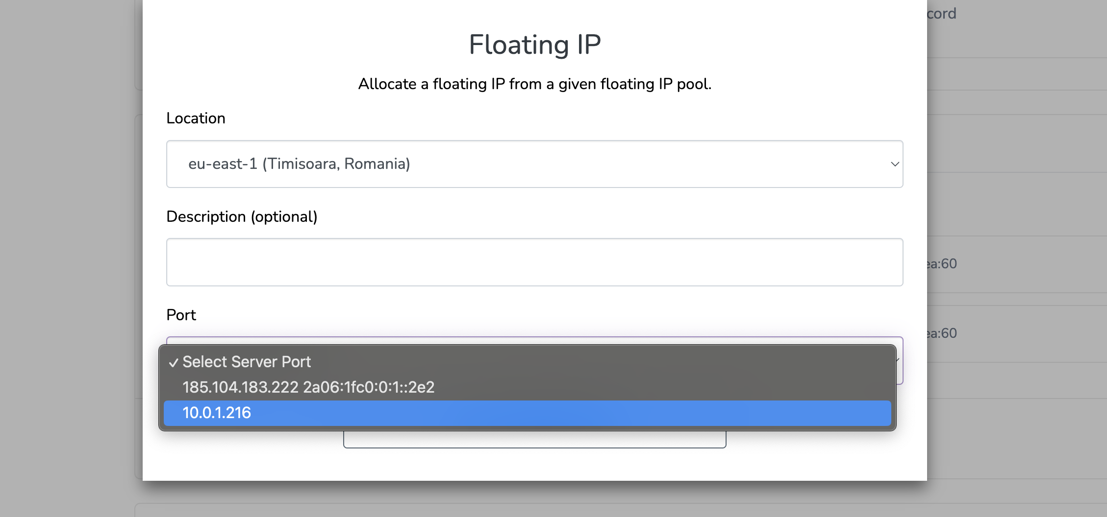 floating ip attach